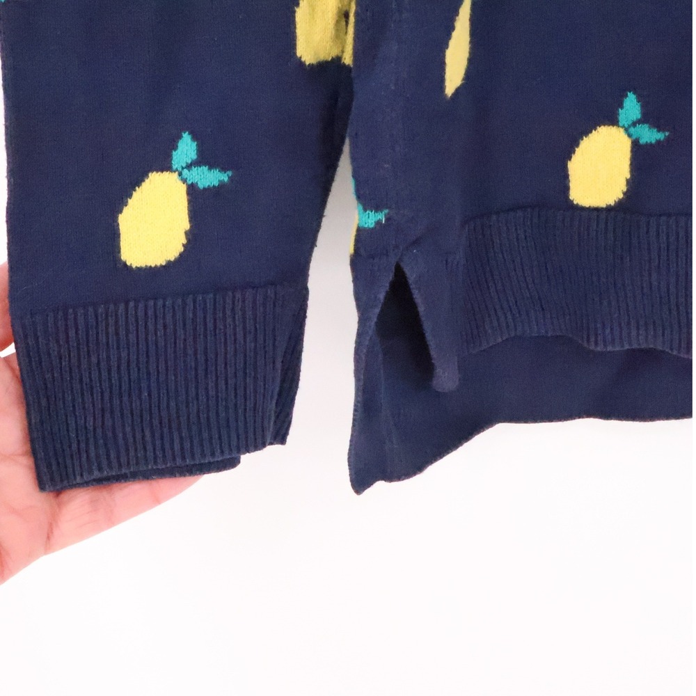 Old Navy Lemon‎ Print Sweater Womens Preppy Navy Blue Cotton Crewneck Size S - Picture 3 of 9